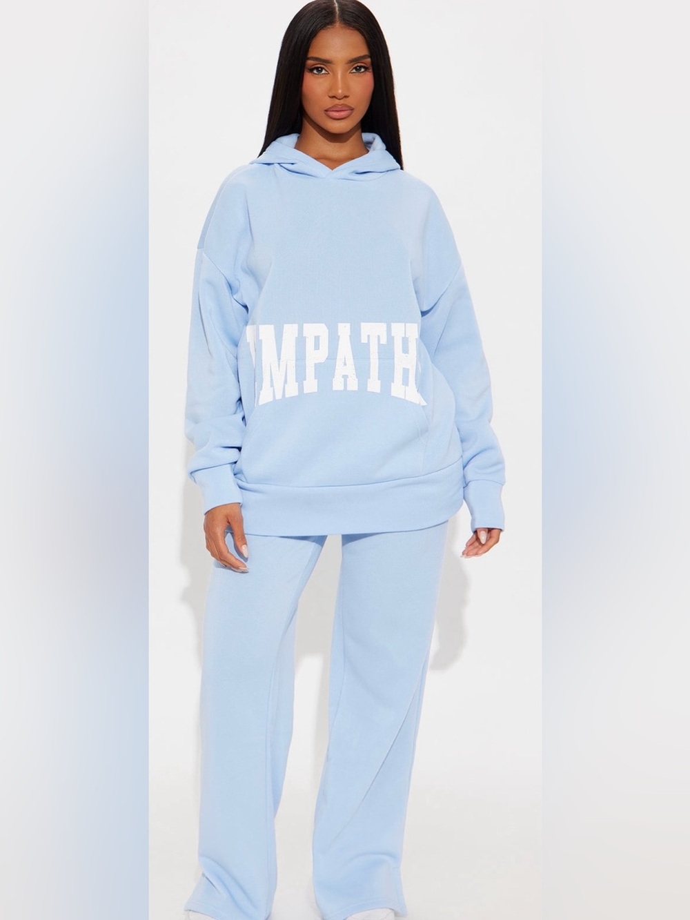 Fashionova Setting Intentions “EMPATHY” Fleece Sweatsuit Set - Light Blue
